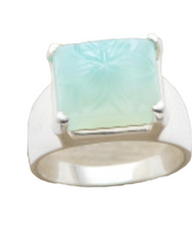 Load image into Gallery viewer, Women&#39;s Retro 925 Sterling Silver Natural Carved Chalcedony Gemstone Ring Size 10
