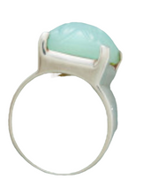 Load image into Gallery viewer, Women&#39;s Retro 925 Sterling Silver Natural Carved Chalcedony Gemstone Ring Size 10
