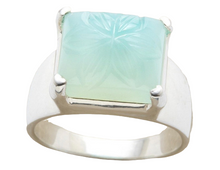 Load image into Gallery viewer, Women&#39;s Retro 925 Sterling Silver Natural Carved Chalcedony Gemstone Ring Size 10
