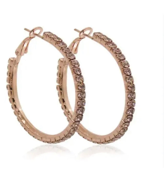 Rose gold and 925 Sterling Silver Diamond Earring